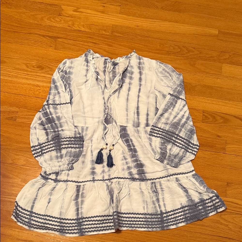 blue island Light Blue & White Tie-Dye Cover-Up